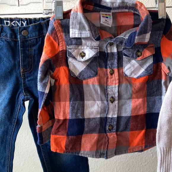 Boys Sweater, plaid top, and jeans - Picture 5 of 7